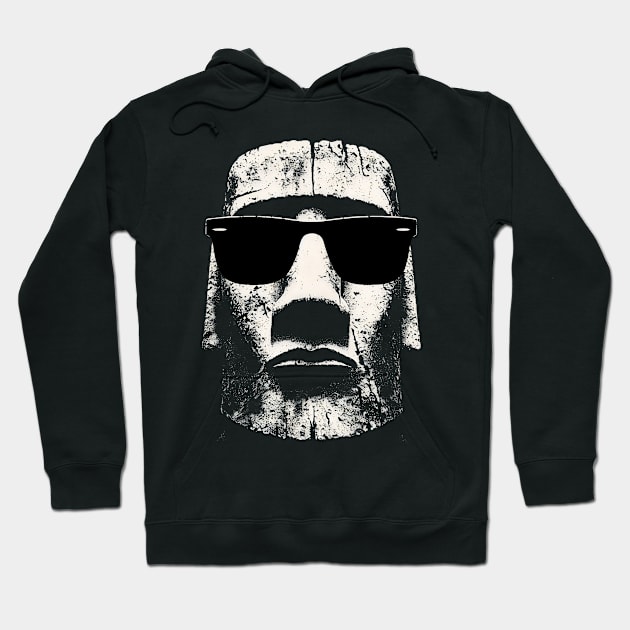 Cool Moai with Sunglasses: Soaking Up the Sun Hoodie by MetalByte